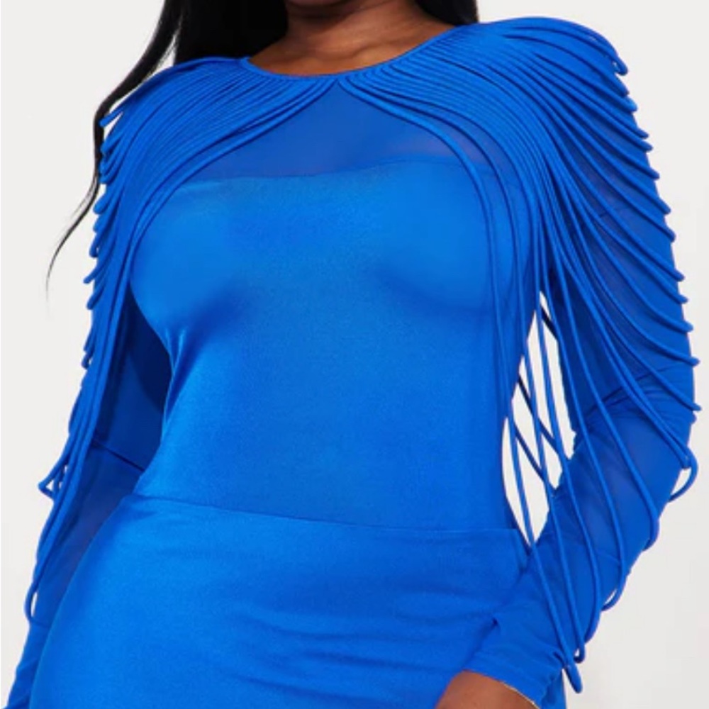 Fashion Nova All Eyes On Me Midi Dress - Royal blue Long Sleeve Bodycon Dress - Picture 2 of 6